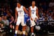 NEW YORK, NY - DECEMBER 19: Rodney Hood #5 of the Duke Blue Devils reacts with teammate Jabari Parker #1 after his basket was disallowed in the second half against the UCLA Bruins during the CARQUEST Auto Parts Classic on December 19, 2013 at Madison Squ