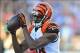 Dec 1, 2013; San Diego, CA, USA; Cincinnati Bengals wide receiver A.J. Green (18) catches a touchdown pass during the second half against the San Diego Chargers at Qualcomm Stadium. The Bengals won 17-10. Mandatory Credit: Christopher Hanewinckel-USA TODA
