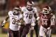 FAYETTEVILLE, AR - SEPTEMBER 28: Trey Williams #3 of the Texas A&M Aggies runs the ball against the Arkansas Razorbacks at Razorback Stadium on September 28, 2013 in Fayetteville, Arkansas. The Aggies defeated the Razorbacks 45-33. (Photo by Wesley Hit