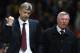 MANCHESTER, UNITED KINGDOM - APRIL 29: Arsenal Manager Arsene Wenger gestures as he walks off with Manchester United Manager Sir Alex Ferguson at the end of the UEFA Champions League Semi Final First Leg match between Manchester United and Arsenal at Ol