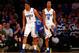 NEW YORK, NY - DECEMBER 19: Rodney Hood #5 of the Duke Blue Devils reacts with teammate Jabari Parker #1 after his basket was disallowed in the second half against the UCLA Bruins during the CARQUEST Auto Parts Classic on December 19, 2013 at Madison Squ