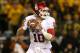 WACO, TX - NOVEMBER 07: Quarterback Blake Bell #10 of the Oklahoma Sooners looks to pass in the first quarter against the Baylor Bears at Floyd Casey Stadium on November 7, 2013 in Waco, Texas. (Photo by Ronald Martinez/Getty Images)