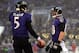 BALTIMORE, MD - DECEMBER 08: Tight end Dennis Pitta #88 of the Baltimore Ravens celebrates with teammate quarterback Joe Flacco #5 after scoring a touchdown in the fourth quarter against the Minnesota Vikings at M&T Bank Stadium on December 8, 2013 in Bal