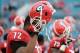 Dec 22, 2013; Jacksonville, FL, USA; Georgia Bulldogs offensive tackle Kenarious Gates (72) before the game against the Nebraska Cornhuskers at EverBank Field. Mandatory Credit: Melina Vastola-USA TODAY Sports