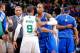 BOSTON, MA - JANUARY 24: Rajon Rondo #9 of the Boston Celtics greets J.R. Smith #8 of the New York Knicks following their game on January 24, 2013 at the TD Garden in Boston, Massachusetts. NOTE TO USER: User expressly acknowledges and agrees that, by do