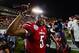 Dec 28, 2013; Orlando, FL, USA; Louisville Cardinals quarterback Teddy Bridgewater (5) celebrates after the Russell Athletic Bowl against the Miami Hurricanes at Florida Citrus Bowl Stadium. Mandatory Credit: David Manning-USA TODAY Sports