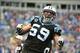 Dec 22, 2013; Charlotte, NC, USA; Carolina Panthers middle linebacker Luke Kuechly (59) reacts in the fourth quarter. The Panthers defeated the Saint 17-13 at Bank of America Stadium. Mandatory Credit: Bob Donnan-USA TODAY Sports