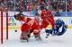 ANN ARBOR, MI - JANUARY 01: Goaltender Jimmy Howard #35 of the Detroit Red Wings makes a save on a scoring attempt by Nazem Kadri #43 of the Toronto Maple Leafs in the second period during the 2014 Bridgestone NHL Winter Classic on January 1, 2014 at Mic