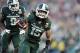 January 1, 2014; Pasadena, CA, USA; Michigan State Spartans cornerback Trae Waynes (15) celebrates after he intercepts a pass against the Stanford Cardinal during the second half at Rose Bowl. Mandatory Credit: Gary A. Vasquez-USA TODAY Sports