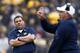 IOWA CITY, IA - NOVEMBER 5: Michigan Wolverines head coach Brady Hoke watches the defensive call by coordinator Greg Mattison during the game against the Iowa Hawkeyes at Kinnick Stadium on November 5, 2011 in Iowa City, Iowa. Iowa won 24-16. (Photo by Jo