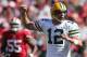 SAN FRANCISCO, CA - SEPTEMBER 08: Quarterback Aaron Rodgers #12 of the Green Bay Packers celebrates against the San Francisco 49ers at Candlestick Park on September 8, 2013 in San Francisco, California. (Photo by Jeff Gross/Getty Images)