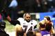 NEW ORLEANS, LA - FEBRUARY 03: Michael Oher #74 of the Baltimore Ravens celebrates after the Ravens won 34-31 against the San Francisco 49ers during Super Bowl XLVII at the Mercedes-Benz Superdome on February 3, 2013 in New Orleans, Louisiana. (Photo by