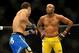 Jul 6, 2013; Las Vegas, NV, USA; Chris Weidman, blue shorts, defeated Anderson Silva (yellow shorts) in the second round with a TKO in their Middleweight Chamionship Bout at the MGM Grand Garden Arena. Mandatory Credit: Jayne Kamin-Oncea-USA TODAY Sports
