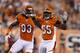 CINCINNATI, OH - OCTOBER 21: Vontaze Burfict #55 and Michael Johnson #93 of the Cincinnati Bengals celebrate after a tackle against the Pittsburgh Steelers during the game at Paul Brown Stadium on October 21, 2012 in Cincinnati, Ohio. (Photo by Joe Robbin