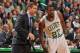 BOSTON, MA - DECEMBER 31: Head coach Brad Stevens and Jordan Crawford #27 of the Boston Celtics talk during a play against the Atlanta Hawks on December 31, 2013 at the TD Garden in Boston, Massachusetts. NOTE TO USER: User expressly acknowledges and agr