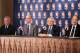 NEW YORK, NY - OCTOBER 25: (L-R) Peter Holt, owner of the San Antonio Spurs, Adam Silver, Deputy Commissioner of the NBA, David Stern, Commissioner of the NBA, and Glen Taylor, owner of the Minnesota Timberwolves, address the media following the NBA Boar