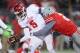COLUMBUS, OH - NOVEMBER 23: Quarterback Tre Roberson #5 of the Indiana Hoosiers fumbles the ball near the goal line as he is hit by Ryan Shazier #2 of the Ohio State Buckeyes in the third period at Ohio Stadium on November 23, 2013 in Columbus, Ohio. Rob