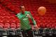 MIAMI, FL - NOVEMBER 9: Rajon Rondo #9 of the Boston Celtics warms-up against the Miami Heat on November 9, 2013 at American Airlines Arena in Miami, Florida. NOTE TO USER: User expressly acknowledges and agrees that, by downloading and/or using this phot