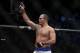 May 25, 2013; Las Vegas, NV, USA; Junior dos Santos reacts to his victory over Mark Hunt during UFC 160 at the MGM Grand Garden Arena. Mandatory Credit: Gary A. Vasquez-USA TODAY Sports