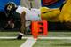 ATLANTA, GA - DECEMBER 07: E.J. Gaines #31 of the Missouri Tigers dives across the endzone to score a touchdown after recovering a fumble in the second quarter against the Auburn Tigers during the SEC Championship Game at Georgia Dome on December 7, 2013