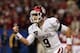 Jan 2, 2014; New Orleans, LA, USA; Oklahoma Sooners quarterback Trevor Knight (9) reacts after throwing a first quarter touchdown pass against the Oklahoma Sooners in the Sugar Bowl at the Mercedes-Benz Superdome. Mandatory Credit: Chuck Cook-USA TODAY Sp