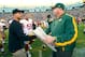 Sep 9, 2012; Green Bay, WI, USA; San Francisco 49ers head coach Jim Harbaugh (left) greets Green Bay Packers head coach Mike McCarthy (right) following the game at Lambeau Field. The 49ers defeated the Packers 30-22. Mandatory Credit: Jeff Hanisch-USA