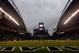SEATTLE, WA - SEPTEMBER 15: Rain falls to delay the game between the San Francisco 49ers and the Seattle Seahawks at Qwest Field on September 15, 2013 in Seattle, Washington. (Photo by Jonathan Ferrey/Getty Images)