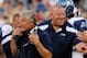 SAN DIEGO, CA - AUGUST 11: Assistant head coach Tom Cable (C) of the Seattle Seahawks points at line judge Tom Stephan #68 during the NFL preseason game at Qualcomm Stadium against the San Diego Chargers on August 11, 2011 in San Diego, California. (Pho