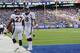 EAST RUTHERFORD, NJ - SEPTEMBER 15: Peyton Manning #18 of the Denver Broncos congratulates his teammate Knowshon Moreno #27 after he scored a touchdown in the second quarter against the New York Giants at MetLife Stadium on September 15, 2013 in East Rut