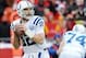 Dec 22, 2013; Kansas City, MO, USA; Indianapolis Colts quarterback Andrew Luck (12) throws a pass during the second half of the game against the Kansas City Chiefs at Arrowhead Stadium. The Colts won 23-7. Mandatory Credit: Denny Medley-USA TODAY Sports