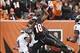 Dec 29, 2013; Cincinnati, OH, USA; Cincinnati Bengals wide receiver A.J. Green (18) reaches for a pass against Baltimore Ravens cornerback Lardarius Webb (21) in the first half at Paul Brown Stadium. Mandatory Credit: Mark Zerof-USA TODAY Sports