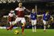 LIVERPOOL, ENGLAND - DECEMBER 14: Dimitar Berbatov of Fulham scores his team's first goal from the penalty spot during the Barclays Premier League match between Everton and Fulham at Goodison Park on December 14, 2013 in Liverpool, England. (Photo by Ch
