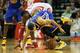 HOUSTON, TX - DECEMBER 06: Dwight Howard #12 of the Houston Rockets and Stephen Curry #30 of the Golden State Warriors fight for the ball during the game at Toyota Center on December 6, 2013 in Houston, Texas. NOTE TO USER: User expressly acknowledges an