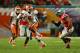 MIAMI GARDENS, FL - JANUARY 03: Sammy Watkins #2 of the Clemson Tigers runs with the ball in the first half against the Ohio State Buckeyes during the Discover Orange Bowl at Sun Life Stadium on January 3, 2014 in Miami Gardens, Florida. (Photo by Mike E