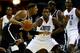 CHARLOTTE, NC - NOVEMBER 20: Michael Kidd-Gilchrist #14 of the Charlotte Bobcats plays defense against Paul Pierce #34 of the Brooklyn Nets during their game at Time Warner Cable Arena on November 20, 2013 in Charlotte, North Carolina. NOTE TO USER: Use