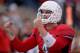 FRESNO, CA - NOVEMBER 23: Derek Carr #4 of the Fresno State Bulldogs reacts after throwing his six touchdown pass of the day against the New Mexico Lobos during the third quarter at Bulldog Stadium on November 23, 2013 in Fresno, California. Fresno State