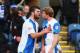 BLACKBURN, ENGLAND - JANUARY 04: Team mates Grant Hanley (L) and Chris Taylor of Blackburn Rovers argue as the sides go off at half time during the Budweiser FA Cup third round match between Blackburn Rovers and Manchester City at Ewood Park on January 4