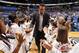 ORLANDO, FL - APRIL 10: Hedo Turkoglu #15 of the Orlando Magic exchanges high-fives and handshakes with young fans on the court before a game on April 10, 2013 at Amway Center in Orlando, Florida. NOTE TO USER: User expressly acknowledges and agrees that,