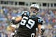 Dec 22, 2013; Charlotte, NC, USA; Carolina Panthers middle linebacker Luke Kuechly (59) reacts in the fourth quarter. The Panthers defeated the Saint 17-13 at Bank of America Stadium. Mandatory Credit: Bob Donnan-USA TODAY Sports