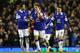 LIVERPOOL, ENGLAND - JANUARY 04: Nikica Jelavic of Everton celebrates with Antolin Alcaraz after scoring his second goal during the Budweiser FA Cup third round match between Everton and Queens Park Rangers at Goodison Park on January 4, 2014 in Liverpoo
