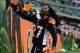 Dec 29, 2013; Cincinnati, OH, USA; Cincinnati Bengals cornerback Dre Kirkpatrick (27) celebrates with fans after defeating the Baltimore Ravens 34-17 at Paul Brown Stadium. Mandatory Credit: Andrew Weber-USA TODAY Sports