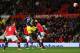MANCHESTER, ENGLAND - JANUARY 05: Wilfried Bony of Swansea City scores his team's second goal during the FA Cup with Budweiser Third round match between Manchester United and Swansea City at Old Trafford on January 5, 2014 in Manchester, England. (Photo