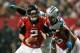 ATLANTA, GA - DECEMBER 29: Greg Hardy #76 of the Carolina Panthers pressures Matt Ryan #2 of the Atlanta Falcons at Georgia Dome on December 29, 2013 in Atlanta, Georgia. (Photo by Kevin C. Cox/Getty Images)