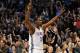 Nov 29, 2013; Oklahoma City, OK, USA; Oklahoma City Thunder small forward Kevin Durant (35) celebrates after Oklahoma City Thunder point guard Russell Westbrook (0) (not pictured) hit the go ahead 3 in overtime against the Golden State Warriors during the