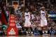 MIAMI, FL - JANUARY 05: LeBron James #6 and Dwyane Wade #3 of the Miami Heat looks on during a game against the Toronto Raptors at AmericanAirlines Arena on January 5, 2014 in Miami, Florida. NOTE TO USER: User expressly acknowledges and agrees that, by