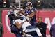 Dec 27, 2013; San Francisco, CA, USA; Washington Huskies defensive back Tre Watson (32) and defensive back Marcus Peters (21) defend a pass to Brigham Young Cougars wide receiver Cody Hoffman (2) during the fourth quarter at AT&T Park. The Washington Husk