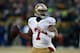 GREEN BAY, WI - JANUARY 05: Colin Kaepernick #7 of the San Francisco 49ers looks to throw a pass in the first quarter against the Green Bay Packers during their NFC Wild Card Playoff game at Lambeau Field on January 5, 2014 in Green Bay, Wisconsin. (Pho