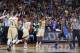 SOUTH BEND, IN - JANUARY 4: Eric Atkins #0 of the Notre Dame Fighting Irish celebrates with teammates in the closing seconds of the game against the Duke Blue Devils at Purcell Pavilion at the Joyce Center on January 4, 2014 in South Bend, Indiana. Notre