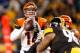 PITTSBURGH, PA - DECEMBER 15: Andy Dalton #14 of the Cincinnati Bengals looks to throw a second quarter pass while playing the Pittsburgh Steelers at Heinz Field on December 15, 2013 in Pittsburgh, Pennsylvania. (Photo by Gregory Shamus/Getty Images)