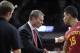 Dec 7, 2013; Des Moines, IA, USA; Iowa State Cyclones head coach Fred Hoiberg talks to guard Naz Long (15) during their game agains the Northern Iowa Panthers at Wells Fargo Arena. Mandatory Credit: Reese Strickland-USA TODAY Sports